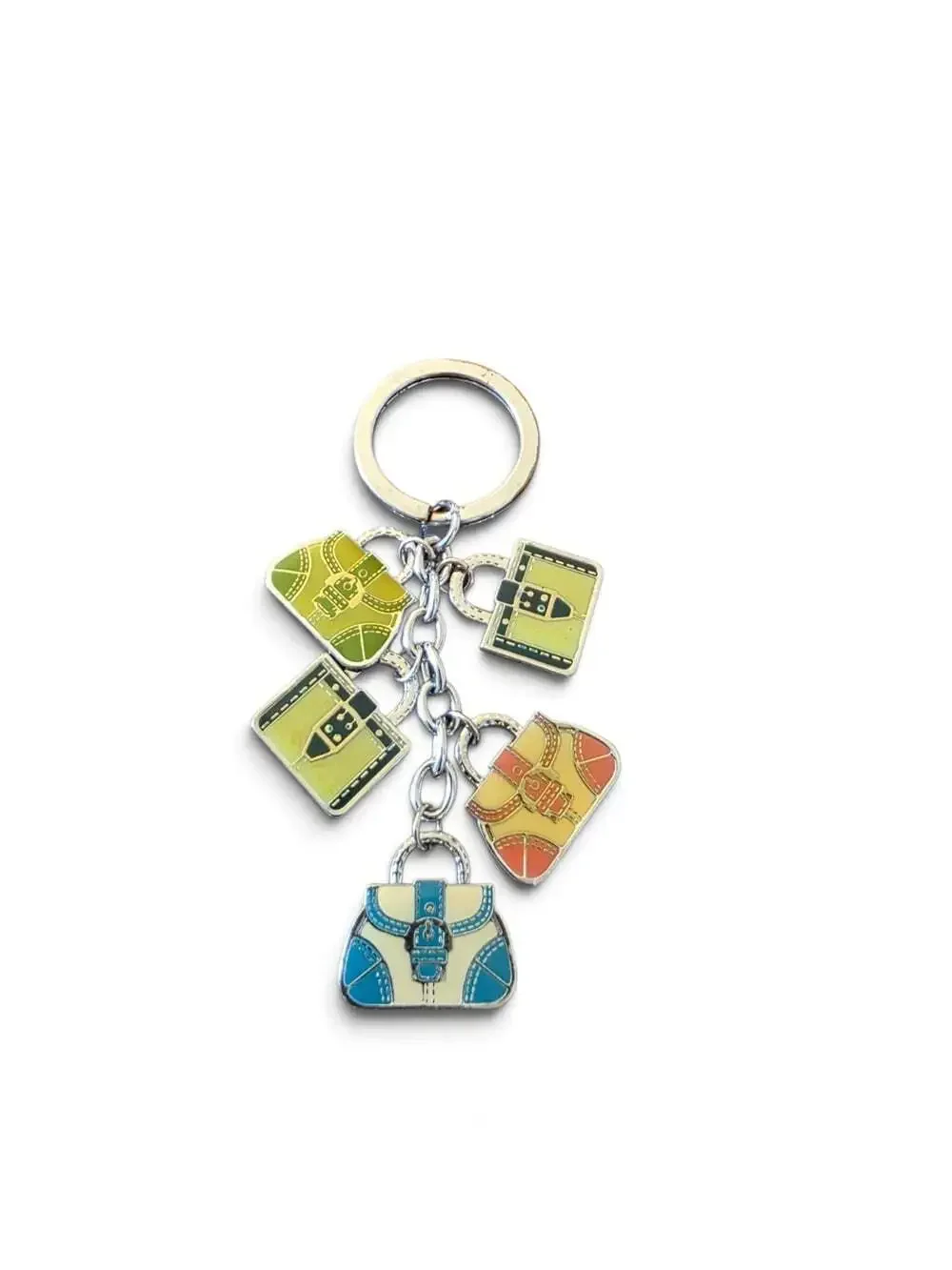 Coach Vintage Handbag Charm Key Ring Multicolor Enamel Miniature Purse Keychain